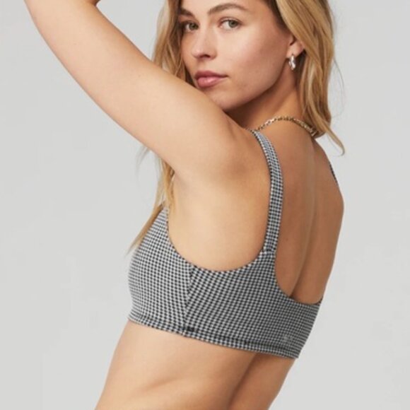 Alo Yoga Micro Houndstooth Bra | Gray Black | Medium - Picture 2 of 8